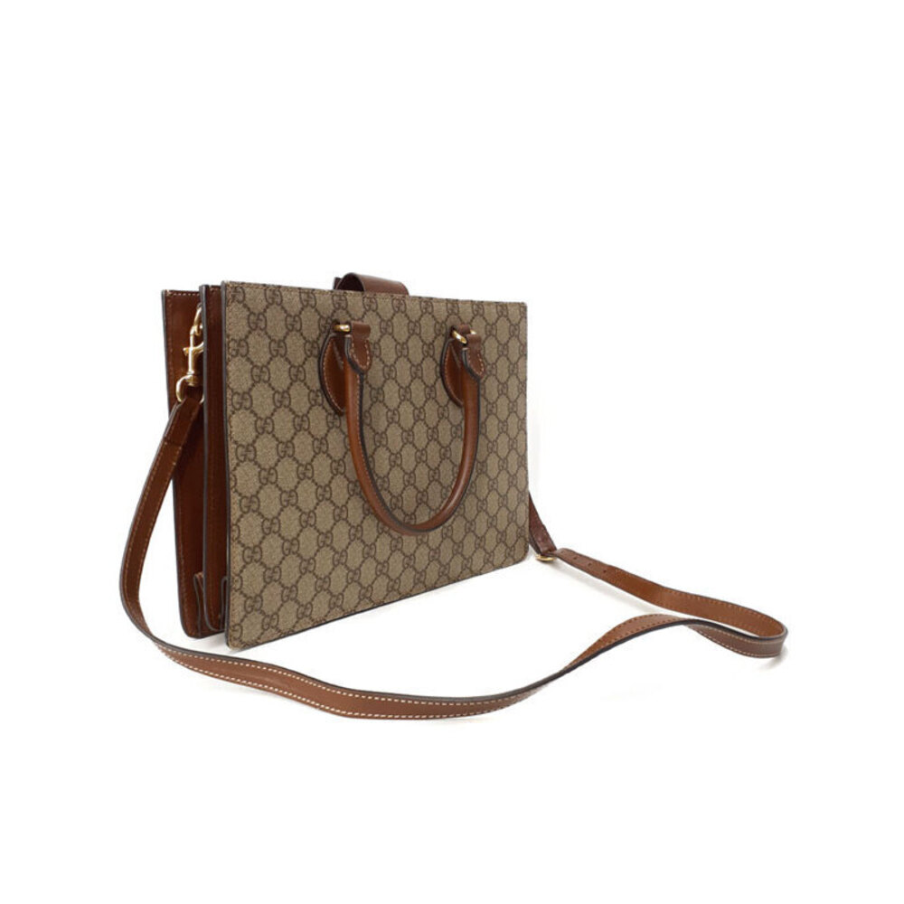 Gucci GG monogram Tote canvas Bag brown Supreme signature 2way GG